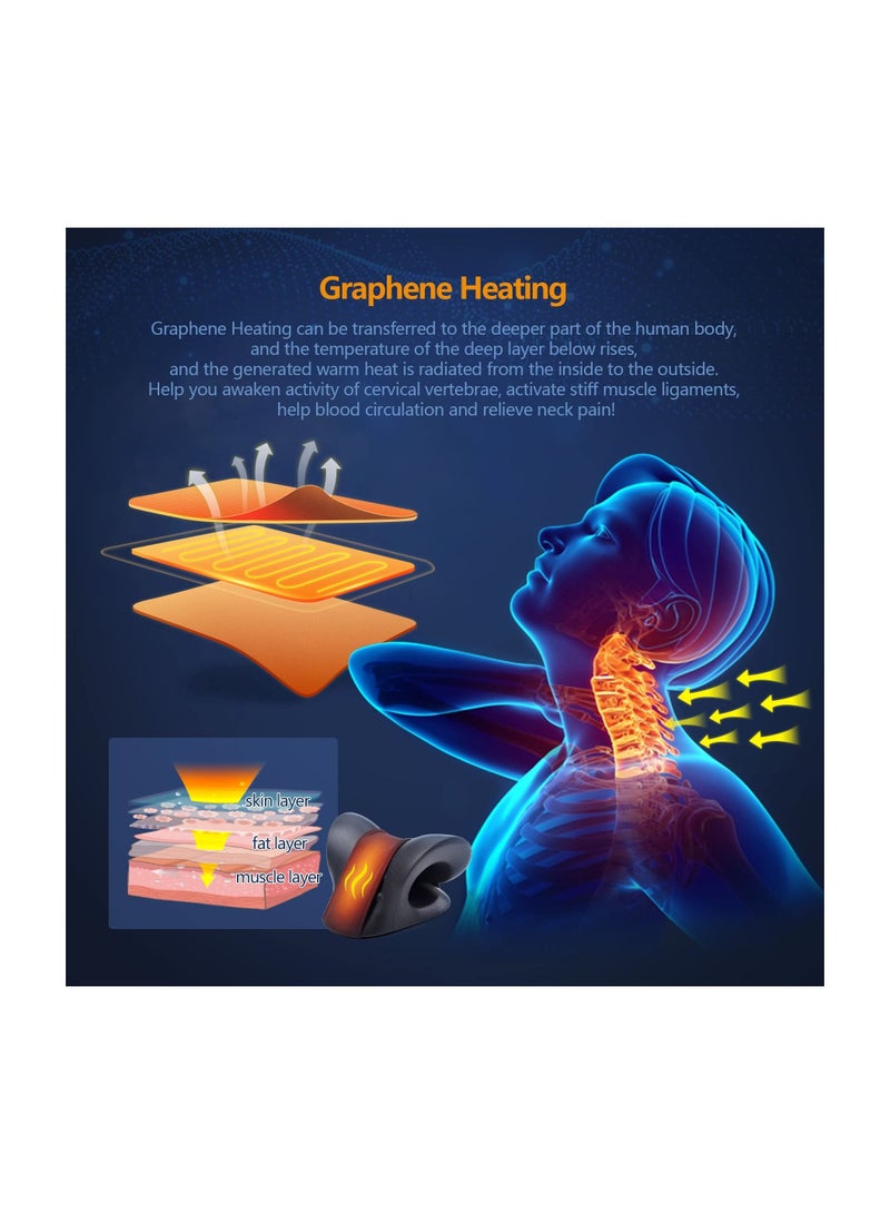 الأزرق جي دبليو Neck and Shoulder Relaxer with Magnetic Therapy Pillowcase, Heated Cervical Traction Device Pillow Graphene Pad, for Relieve TMJ Headache Muscle Tension Spine Alignment - Image 4