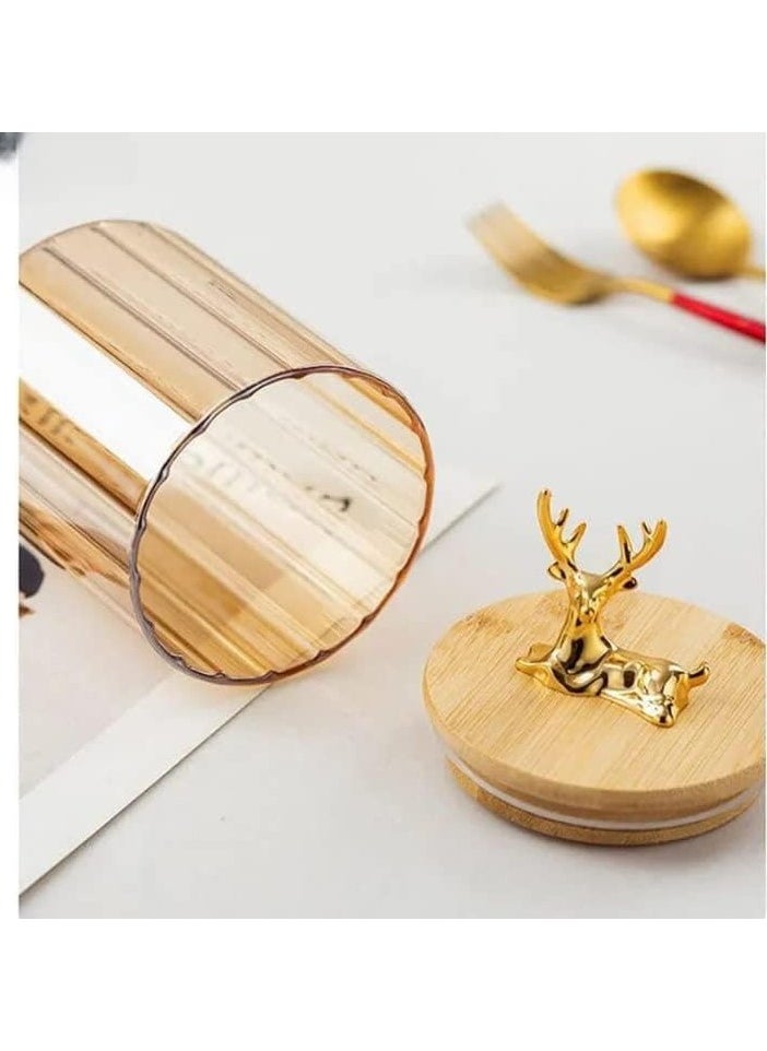 Generic - Clear Glass Jar Set of 3 with Airtight Bamboo Wooden Lid and Metal Ring for Storing Candy, Pasta, Nuts, Oatmeal Various Sizes Best Quality and Unique Design - Image 1