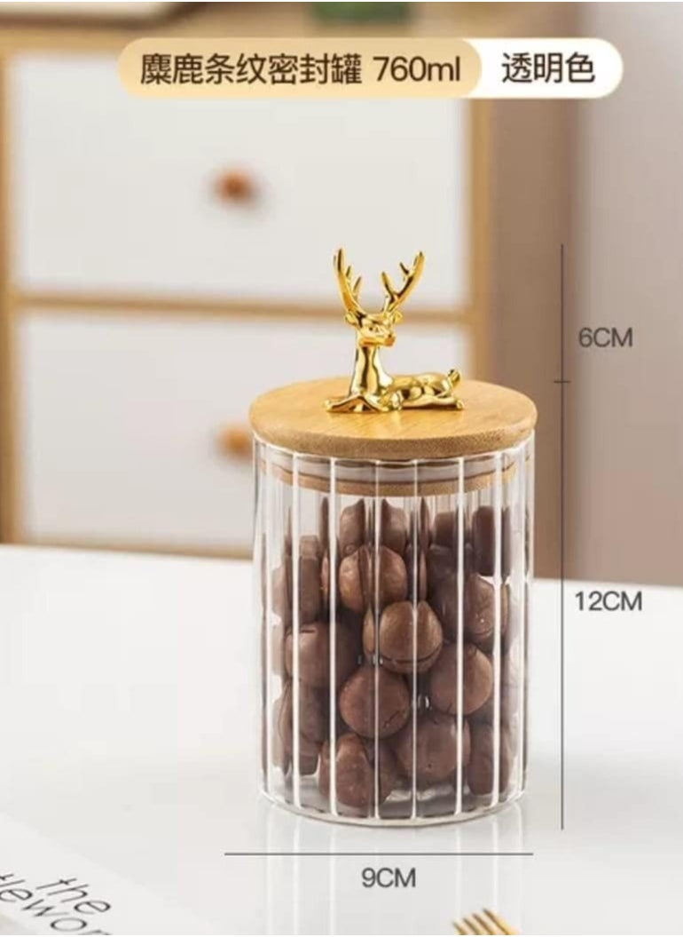 Generic - Clear Glass Jar Set of 3 with Airtight Bamboo Wooden Lid and Metal Ring for Storing Candy, Pasta, Nuts, Oatmeal Various Sizes Best Quality and Unique Design - Image 1