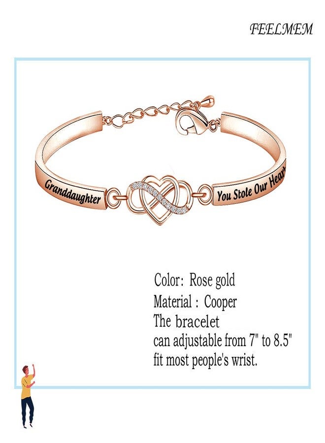 FEELMEM Family Jewelry Granddaughter Bracelet Granddaughter You Stole Our Heart from The Very Start Infinity Love Heart Bracelet Gift - Image 2
