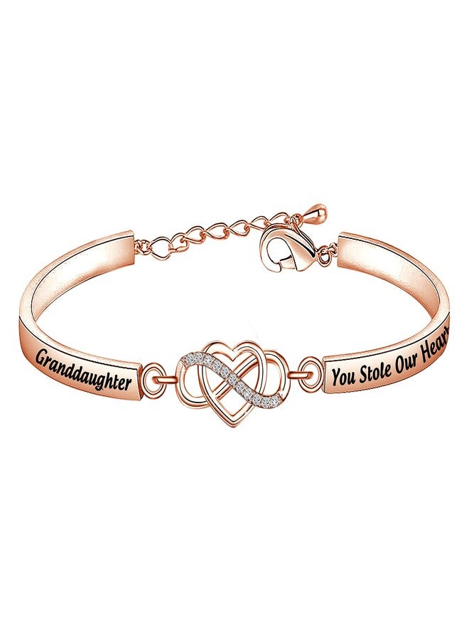 FEELMEM Family Jewelry Granddaughter Bracelet Granddaughter You Stole Our Heart from The Very Start Infinity Love Heart Bracelet Gift - Image 1
