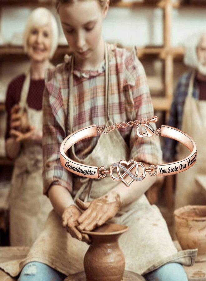 FEELMEM Family Jewelry Granddaughter Bracelet Granddaughter You Stole Our Heart from The Very Start Infinity Love Heart Bracelet Gift - Image 4