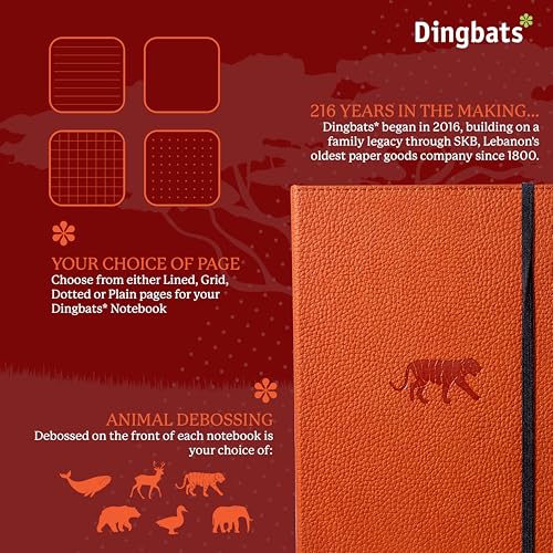 Dingbats* Notebooks Dingbats* Wildlife Dotted Writing Journal Notebook A5 - Vegan Leather Hardcover - Ideal for Work, Travel - Pocket, Elastic Closure, & Bookmark - Image 2