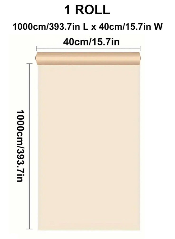 NOAEOU Self-Adhesive Peel and Stick Wallpaper 40cm×10m Waterproof Decorative Contact Paper Roll for Wall Kitchen Bedroom (Faint Yellow) - Image 3