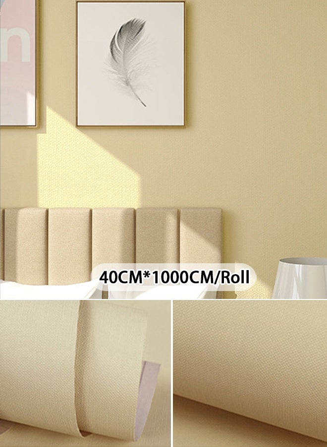 NOAEOU Self-Adhesive Peel and Stick Wallpaper 40cm×10m Waterproof Decorative Contact Paper Roll for Wall Kitchen Bedroom (Faint Yellow) - Image 1