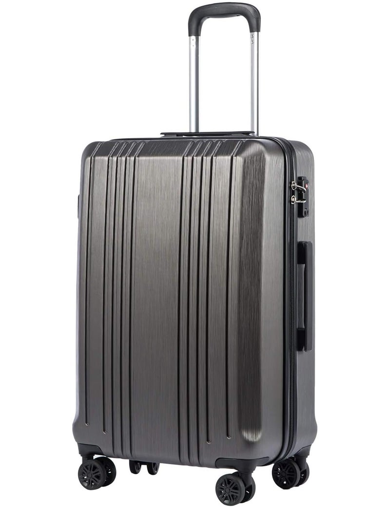 Coolife Luggage PC+ABS Expandable Hardshell Suitcase with TSA Lock, Spinner Checked Lightweight (grey, L(28IN)) - Image 1