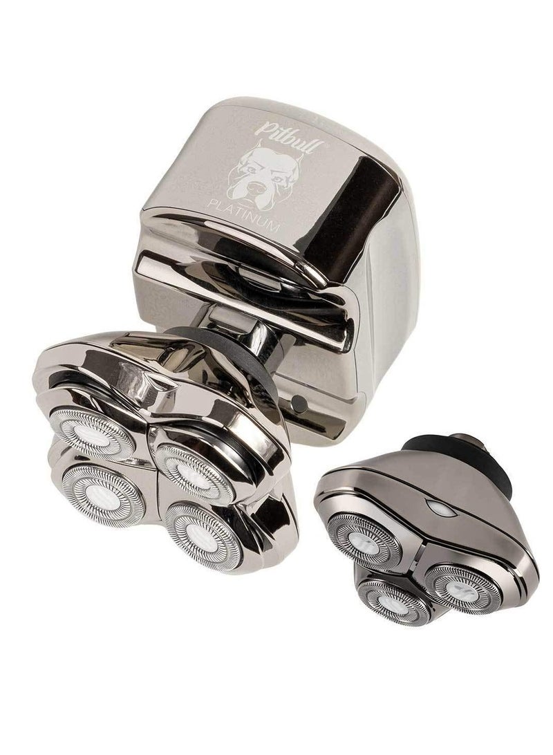 Skull Shaver Pitbull Platinum Pro Electric Head Shaver for Men with Bonus CR-3 Blade, Wet/Dry 4 Razor Hair Trimmer, 4D Rechargeable Rotary Shaver - Image 1