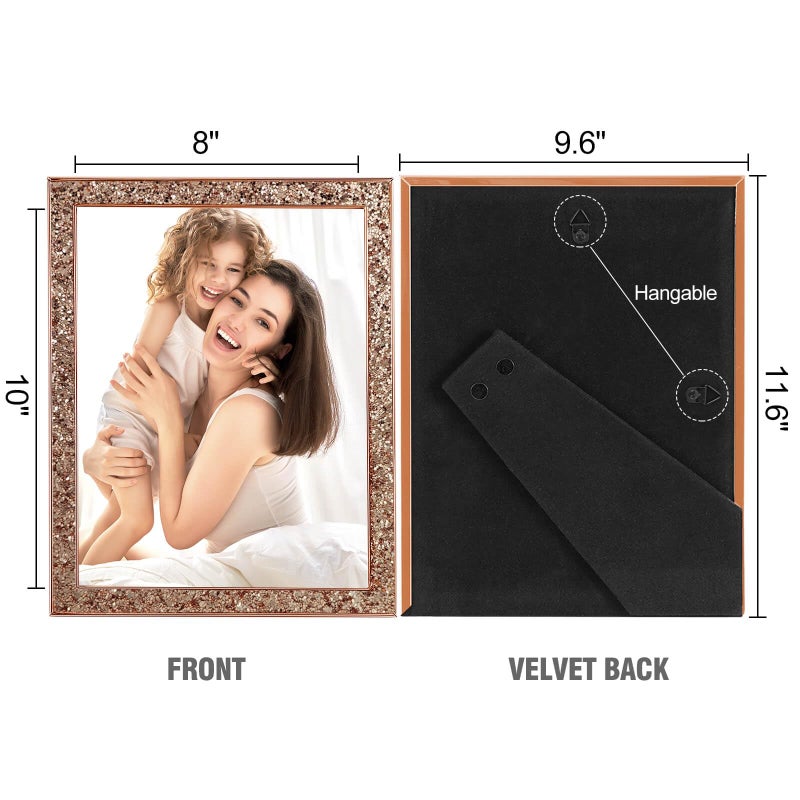 HIKWADERY 8x10 Picture Frame Glitter  Rose Gold Bling 8 by 10 Photo Frames with HD Real Glass  for Wall or Tabletop Display (8 x 10  Rose Gold) - Image 5