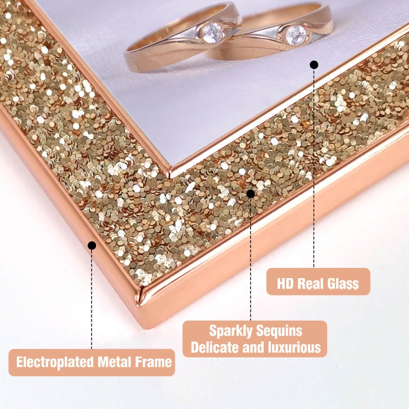 HIKWADERY 8x10 Picture Frame Glitter  Rose Gold Bling 8 by 10 Photo Frames with HD Real Glass  for Wall or Tabletop Display (8 x 10  Rose Gold) - Image 2