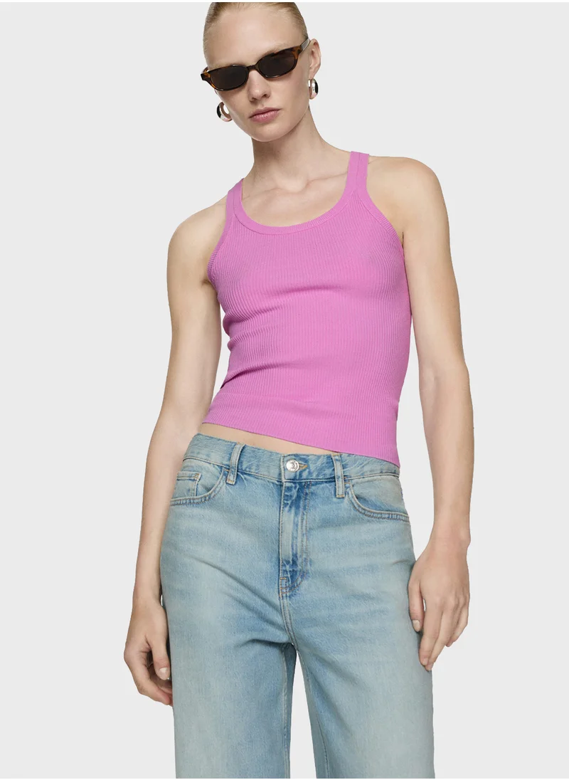 مانجو Scoop Neck Ribbed Top