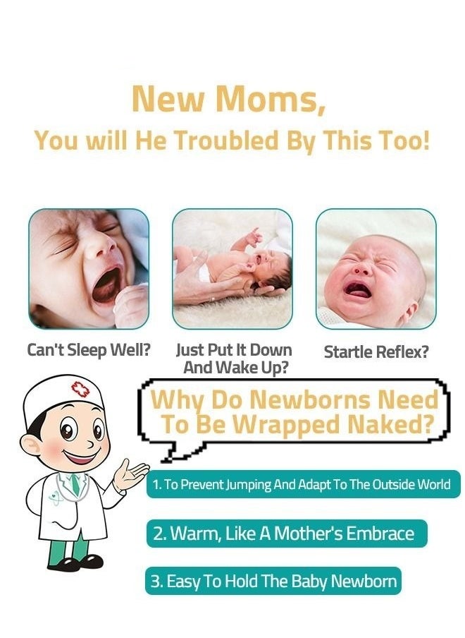 DOOKOO 4 PCS Baby Swaddle Blanket Wrap Cap Set Newborn Infant Sleep Sack With Caps 100% Breathable Cotton 0-4 Month  - Image 3