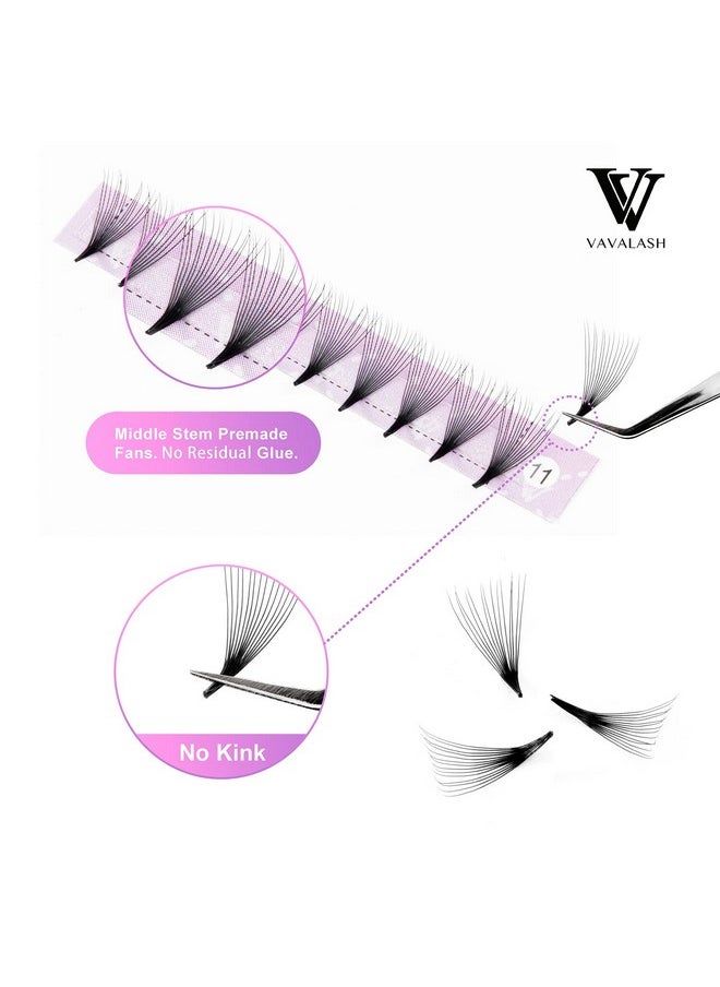 VAVALASH - Eyelash Extensions 3D 4D 5D 6D 8D 9D 10D Thickness 0.07/0.1 C/D Curl Eyelashes Middle Stem Premade Fans Russian Volume Lash Extensions Supplies (Middle Stem 14D-0.07-D-8-15mm) - Image 1