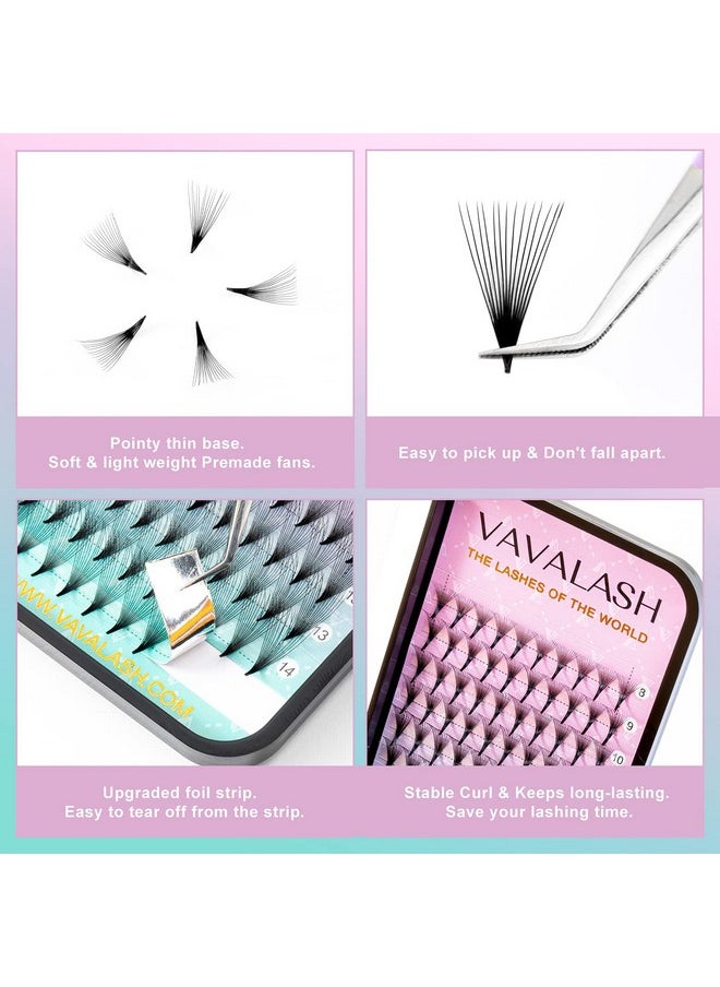 VAVALASH - Eyelash Extensions 3D 4D 5D 6D 8D 9D 10D Thickness 0.07/0.1 C/D Curl Eyelashes Middle Stem Premade Fans Russian Volume Lash Extensions Supplies (Middle Stem 14D-0.07-D-8-15mm) - Image 1