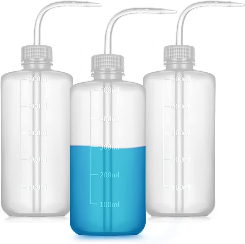 WILLIZTER 500ml Safety Wash Bottle Tattoo Wash Bottles with Scale Labels Plastic Lab Squeeze Bottle for Tattoo Supplies Medical Squirt Wash Bottle (3PACK) Multi-use qualified quality - Image 1