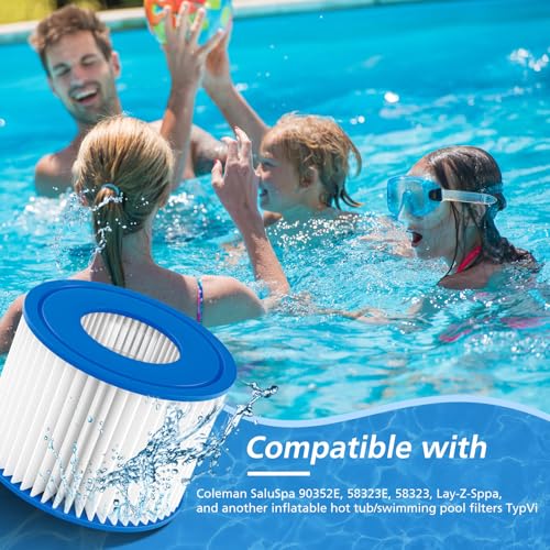 Beckacher 12 Pack Type VI Filter. Hot Tub and SPA Filter Replacement Cartridge. Compatible with Coleman SaluSpa 90353E, 58323E, 53323, Lay-Z-Spa - Image 2