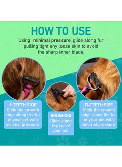 MahMir Grooming Brush - Double Sided Shedding and Dematting Undercoat Rake, Dog Grooming Brush, Dog Shedding Brush, Cat Grooming Brush, Dog Comb, Cat Brush for Long Haired Cats ( Pink )  - Image 4