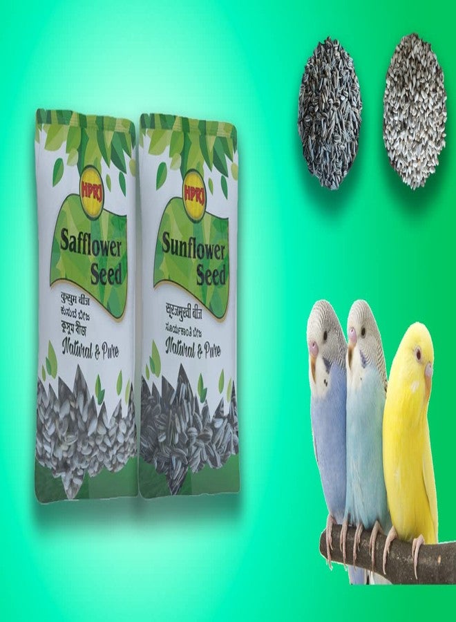 BIRDIE'S مجموعة بذور دوار الشمس من بيردي (للطيور الكبيرة) 750 غرام + 1 كيلوغرام من بذور القرطم للطيور (طيور الحب، الببغاوات الأسترالية، الكوكاتيل، الببغاء الصغير، الكونيور، الكوكاتو، المكاو، والرمادي الأفريقي)، طبيعية 100% وخالية من المواد الكيميائية، مناسبة لجميع مراحل حياة الطيور. - Image 1