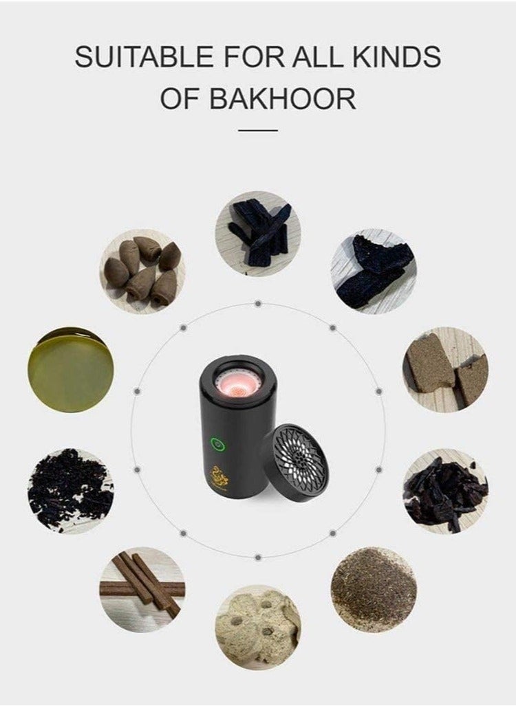 Raxoom Car Bukhoor Usb Type-C Power Bakhoor Rechargeable | Black  - Image 3