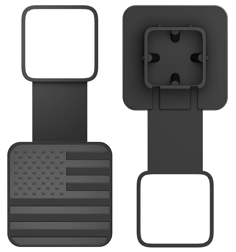 OGYE 2 Inch Trailer Hitch Cover with American Flag, Metal Trailer Hitch Cover Fit for 2 Inch Hitch Receivers Class 3 4 5, 2'' Rubber Hitch Tube Cover Plug Cap (Black) - Image 1
