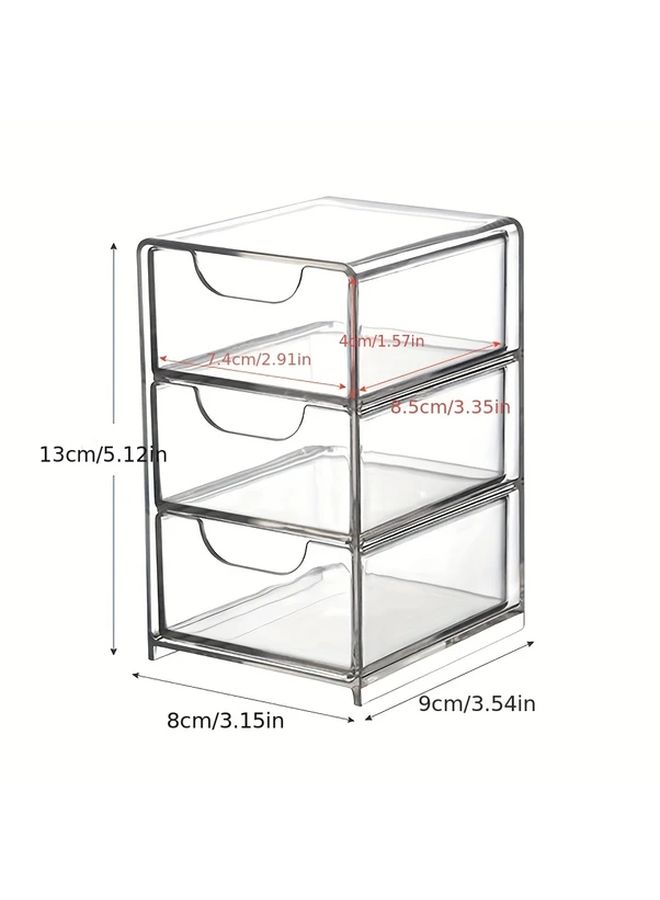 Acrylic 3 Drawers Transparent Cosmetic Organizer Makeup Storage Box For Lipstick Brushes Jewelry Vanity - Image 3
