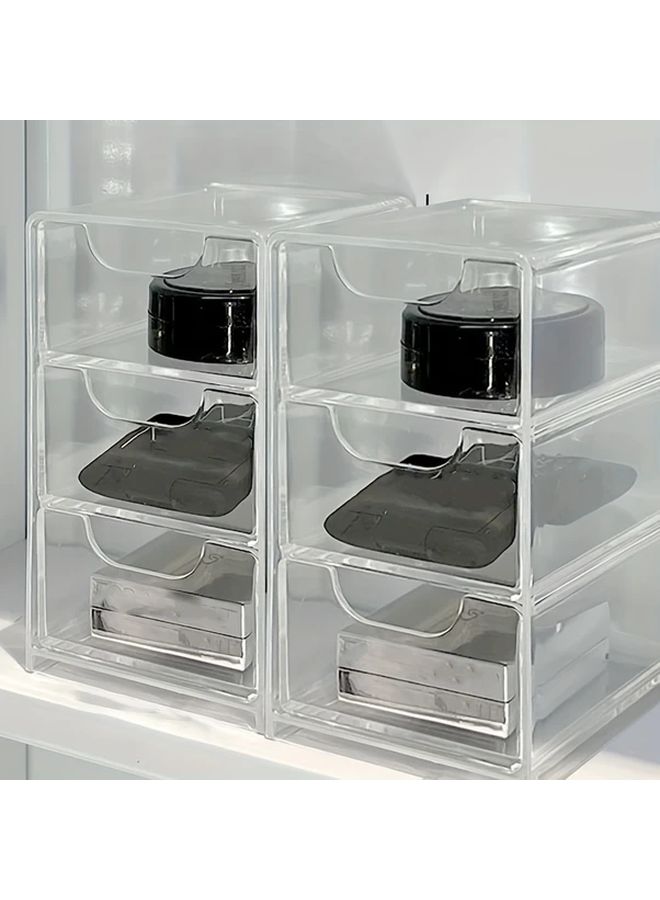 Acrylic 3 Drawers Transparent Cosmetic Organizer Makeup Storage Box For Lipstick Brushes Jewelry Vanity - Image 2
