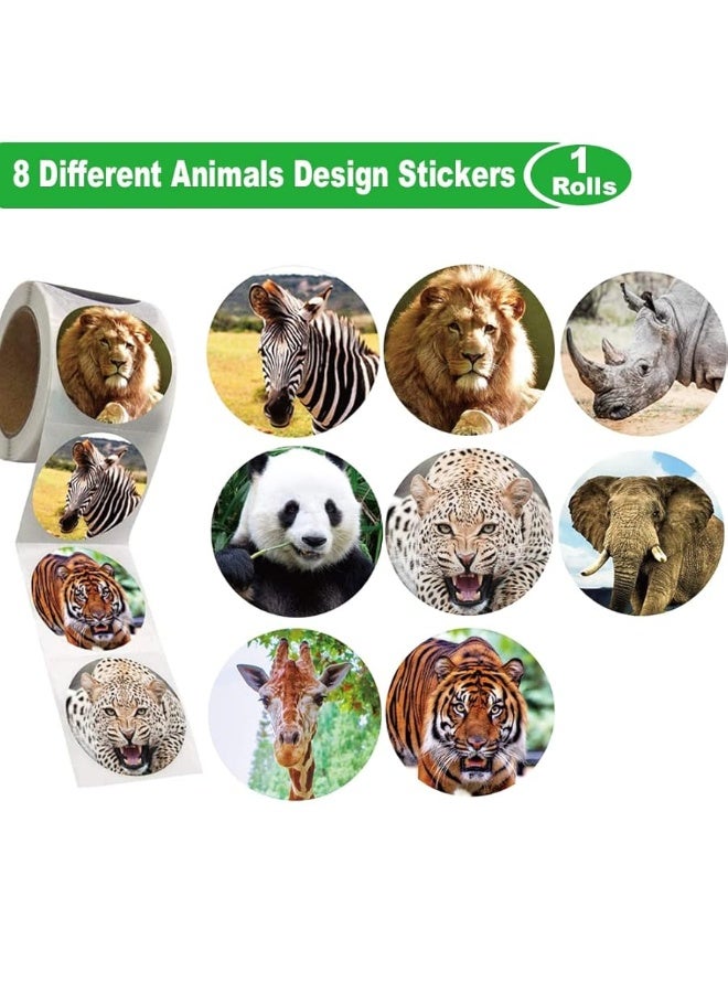Hohamn Zoo Animals Stickers for Kids,500pcs Round Jungle Animal Stickers for Boys Girls Birthday Party Favor, 1.5 Inch - Image 1