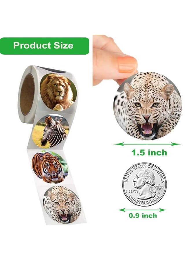 Hohamn Zoo Animals Stickers for Kids,500pcs Round Jungle Animal Stickers for Boys Girls Birthday Party Favor, 1.5 Inch - Image 3