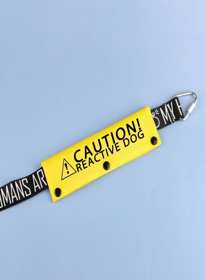 BLUPARK Funny Dog Leash Sleeve - Caution! Reactive Dog - Yellow - Polyester - 22cm x 6cm - Image 3