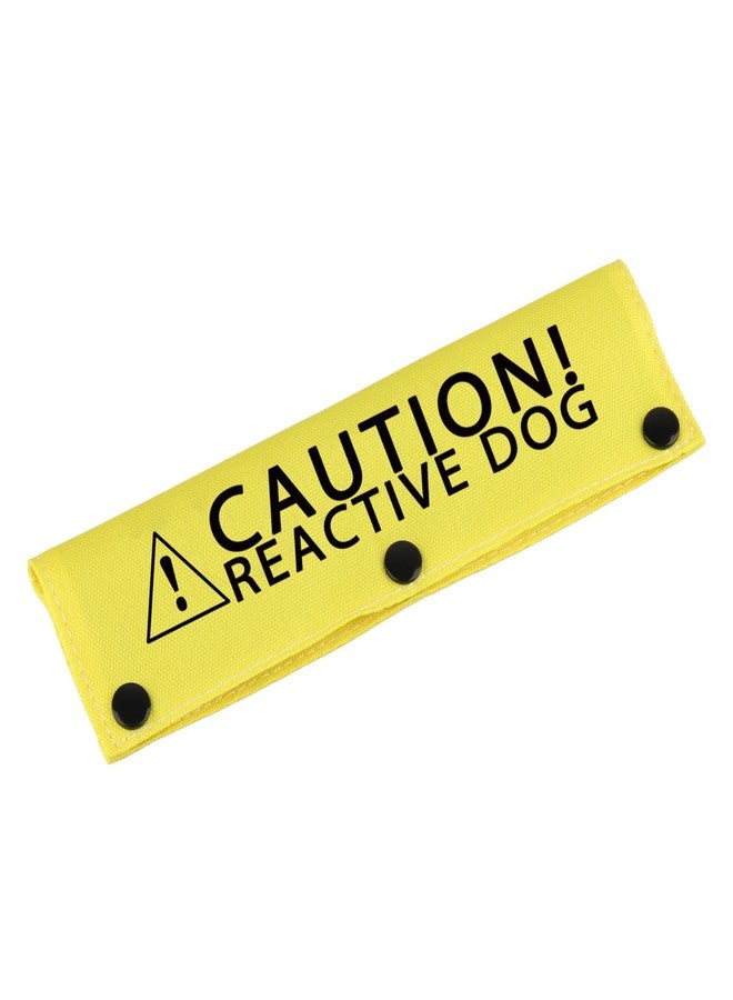 BLUPARK Funny Dog Leash Sleeve - Caution! Reactive Dog - Yellow - Polyester - 22cm x 6cm - Image 1