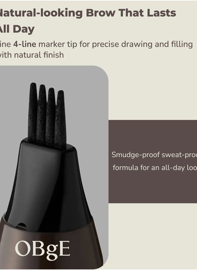 OBgE - Magic Tattoo Brow (Natural Gray, 0.1oz) - Fork-Tip Eyebrow Pen for Natural, Long-Lasting Eyebrow Makeup. Water-Resistant, Smudge-Proof Formula with Precise Application. - Image 1