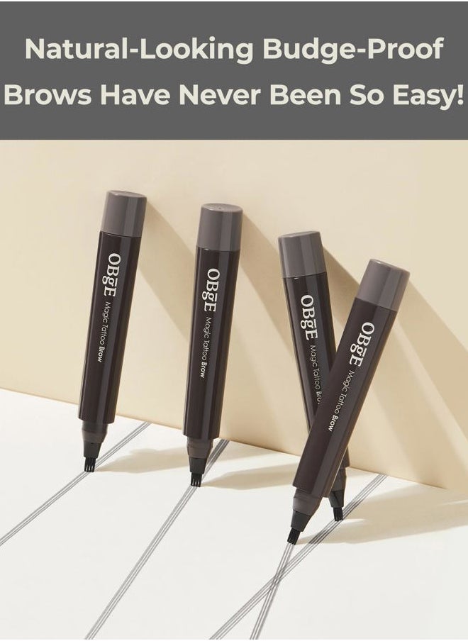 OBgE - Magic Tattoo Brow (Natural Gray, 0.1oz) - Fork-Tip Eyebrow Pen for Natural, Long-Lasting Eyebrow Makeup. Water-Resistant, Smudge-Proof Formula with Precise Application. - Image 1