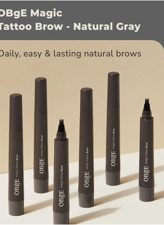 OBgE - Magic Tattoo Brow (Natural Gray, 0.1oz) - Fork-Tip Eyebrow Pen for Natural, Long-Lasting Eyebrow Makeup. Water-Resistant, Smudge-Proof Formula with Precise Application. - Image 1