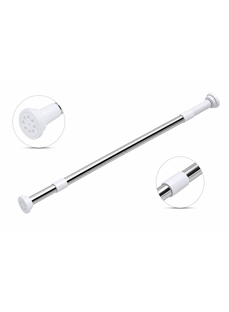 Extendable Stainless Steel Tension Rod 110–200cm, No Drilling Heavy Duty Telescopic Curtain Rod, Anti-Slip Pressure Rod for Shower Curtain, Closet Clothes Hanging, Wardrobe, Window, Bathroom & Balcony, Rust Resistant - Image 1