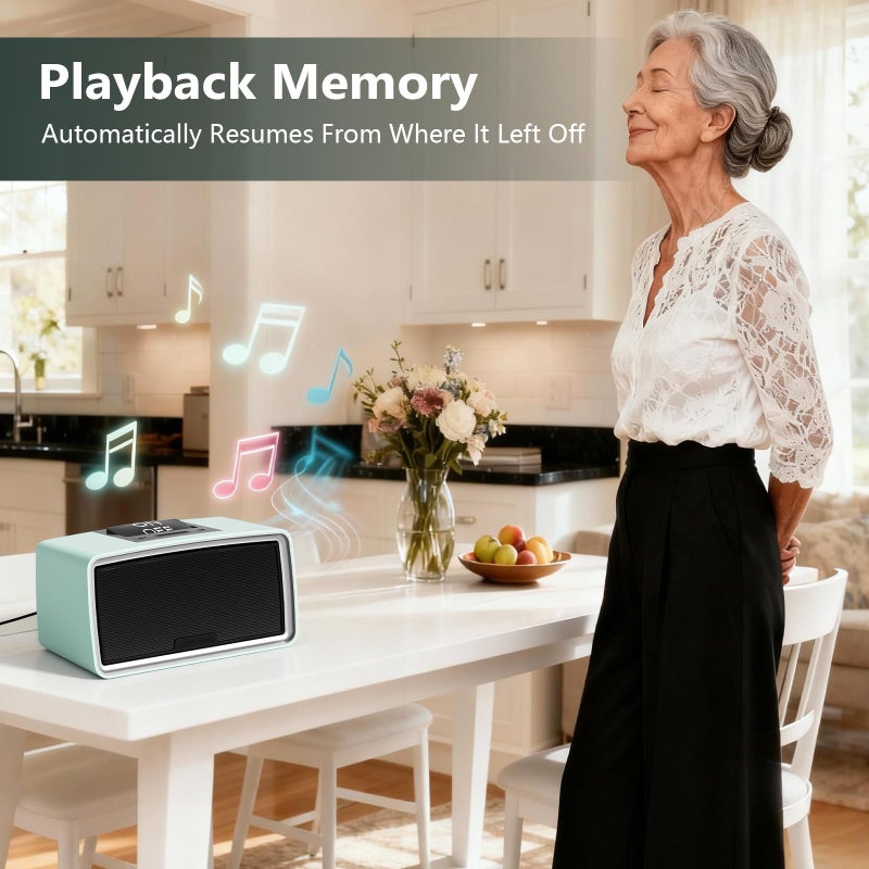 Lamborsafe One-Button Music Player for Seniors, Simple Audiobook Player for Elderly & Dementia Patients, MP3 Player Device with 32GB TF Card, Gift for Alzheimerâ€™s, Visually & Mobility-Impaired (Cyan) - Image 4