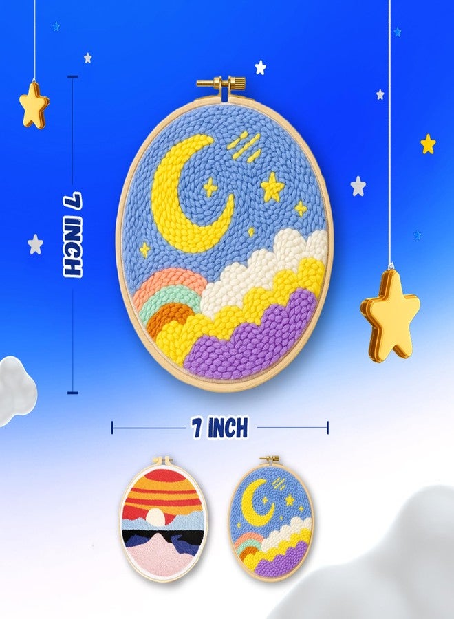 KREEDA Punch Needle Embroidery Kit, DIY Creative Activity, Landscape Embroidery DIY Set, With Wooden Hoop Monk Clothes and Woolen Yarns. Gifts for Girls & Boys Ages 6, 7, 8, 9, 10, 11, 12 (Punch Needle Landscape) - Image 4
