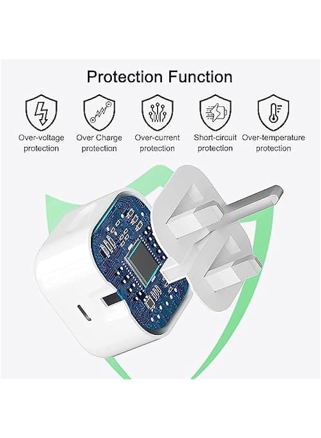 general Concretization 20W Fast Charger for iPhone Charger Head,With 2m 6Ft Type C Cable for iPhone 15/15 Pro/15 Pro Max, iPad Pro, Air 5/4, 10th, Samsung Galaxy and Android Phone (2) White - Image 2