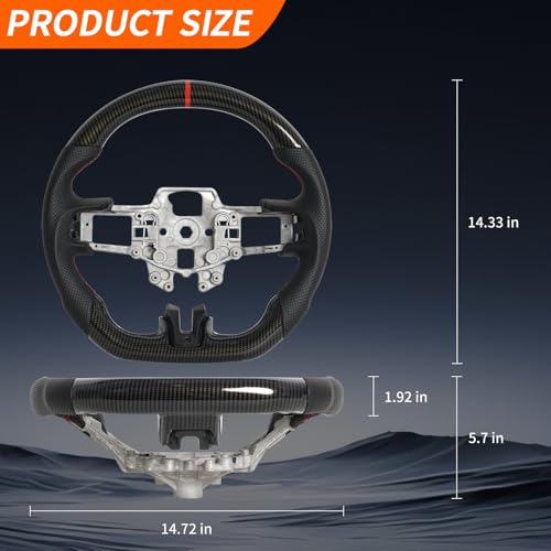 JIANGGAI Hydro-Dip Carbon Fiber Steering Wheel Fit For Mustang 2015-2017 EcoBoost GT Shelby-Mustang GT350 GT350R 2.3L 5.0L No Heated-JIANGGAI - Image 2