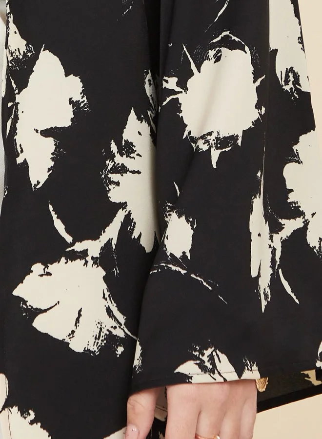 Styli Large Scale Floral Print Midi Kimono