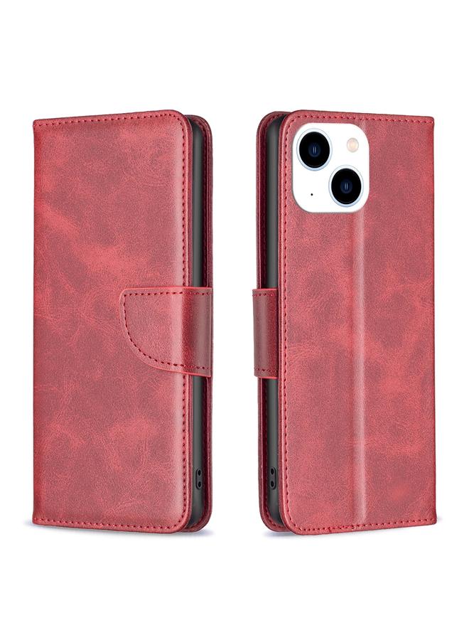 S-TOP Case For iPhone 15 Lambskin Texture Pure Color Flip Leather Phone Case - Image 1