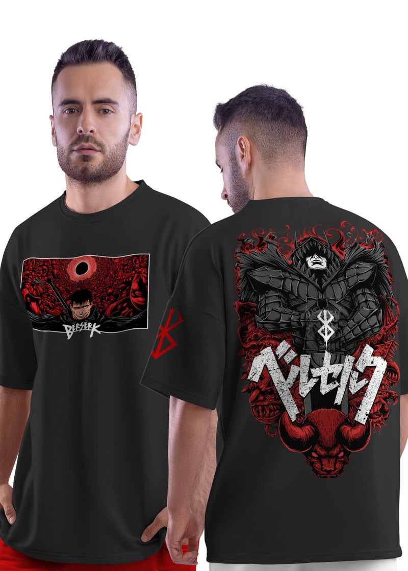 crazymonk Berserk Anime Oversized T-Shirt - Black, XL - Image 1