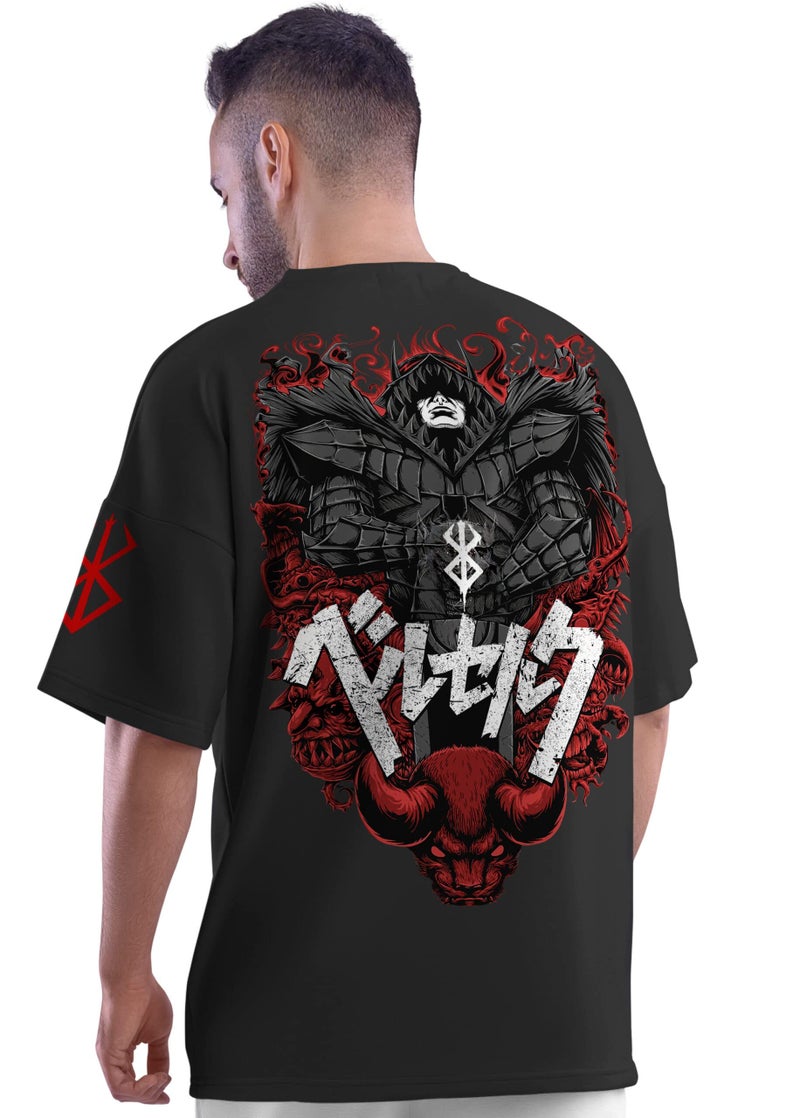 crazymonk Berserk Anime Oversized T-Shirt - Black, XL - Image 4