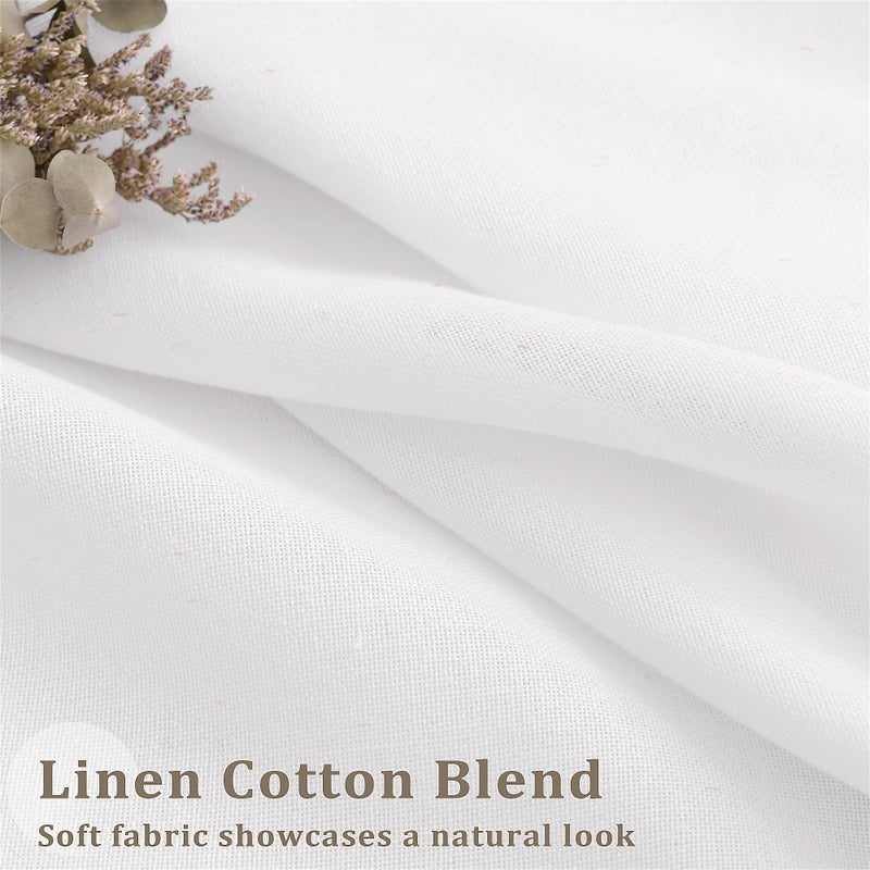 DUKIYO Ivory White 105 Inch Long Curtains Pinch Pleat Memory Shape Trained Linen Curtains for Living Room Ivory Cream Semi Sheer Light Filtering Boho Neutral 105 Inch Pleated Drapes Hooks Rings Bedroom - Image 4