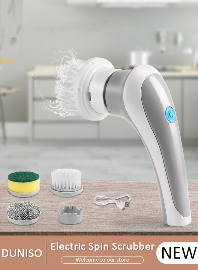 DUNISO Electric Spin Scrubber, Cordless Cleaning Brush with 3 Brush Heads Portable Handheld Cleaning ToolRechargeable Grout Brush Power Scrubber for Tub Floor Kitchen Wall Tiles - Image 1