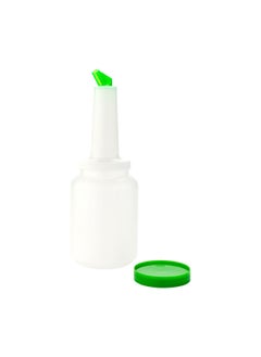 Restaurantware Restaurantware-2 qt Plastic Quick Pour Storage Container Bottle - with Green Spout and Lid - Bar Storage Bottle - 4 3/4" x 4 3/4" x 13 3/4" - 1ct Box - Bar Lux  - Image 4