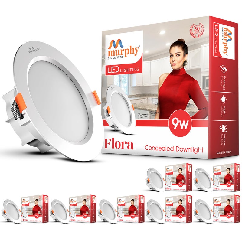 Murphy Flora 9W LED Down Light, Cool White Light, Round, Pack of 8, Recessed Ceiling LED Light, Suited for 3 inch Junction Box/Concealed Box (2 Years Warranty) | Pack of 8 - Image 4
