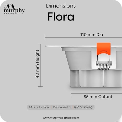 Murphy Flora 9W LED Down Light, Cool White Light, Round, Pack of 8, Recessed Ceiling LED Light, Suited for 3 inch Junction Box/Concealed Box (2 Years Warranty) | Pack of 8 - Image 5