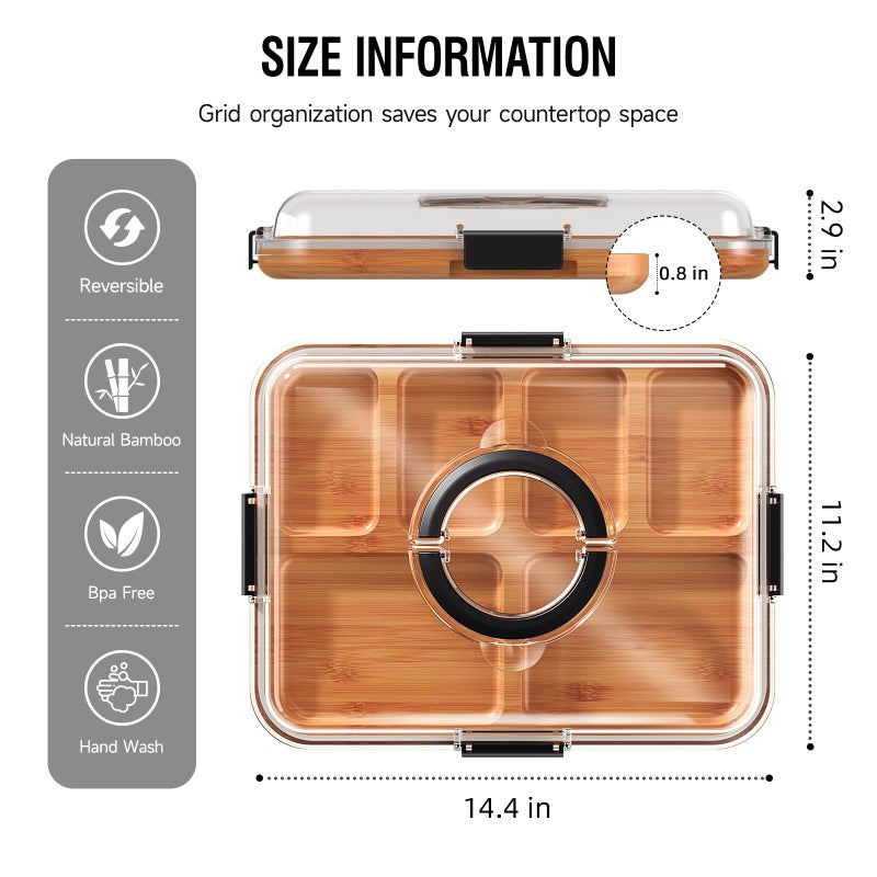 Renmxj Charcuterie Board with Clear Lid, Travel Portable Cheese Board Charcuterie Boxes Cutting Boards for Kitchen, House Warming Gifts New Home, Gifts for Women (6 Compartments Black) - Image 3