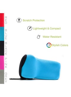 MegaGear Mg741 Panasonic Lumix Dmcgx85 Dmcgx80 (14140Mm) Ultra Light Neoprene Camera Case Blue Pu Leather  - Image 3