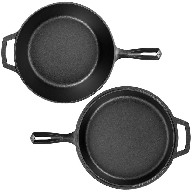 VORRINGARD Pre-seasoned Cast Iron Double Dutch Oven Pot with Skillet Lid, for Bread Baking, Outdoor, Campfire Cooking, 3 Quart - Image 5