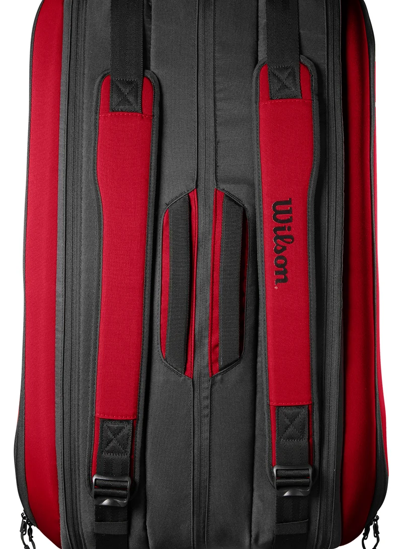 Wilson Clash V2 Red Tennis Racket Bag, Adults, Holds up to 15 rackets